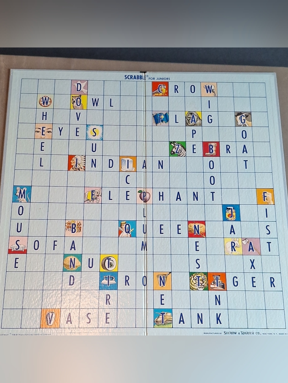 1958 Double Sided Scrabble for Juniors Game Board - Board Only